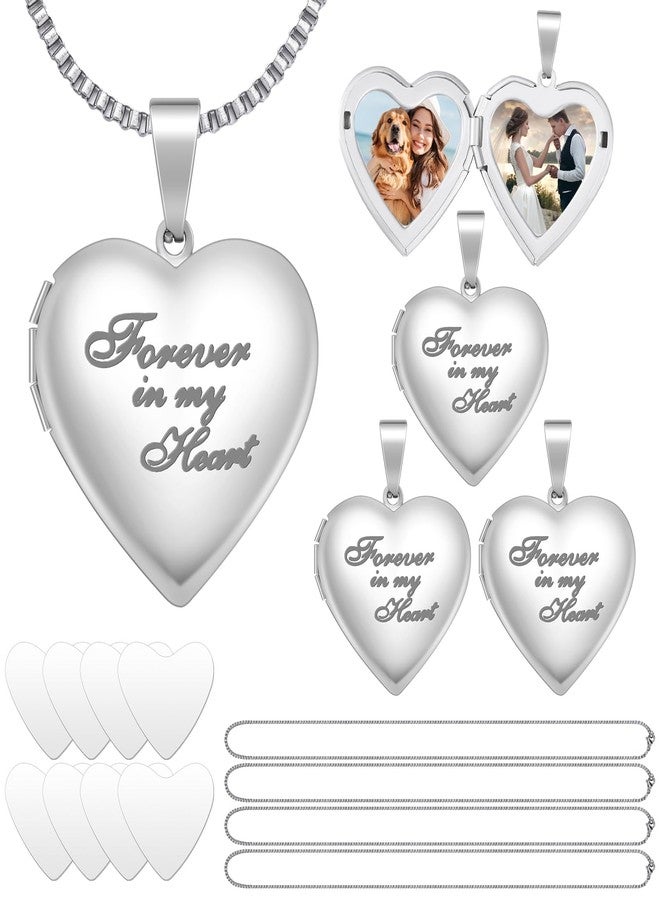 Aurelema 16 Pcs Forever in My Heart Locket Necklace Set Sublimation Pendant Trays Set That Hold Pictures Silver Locket Necklace Bezel Tray Chain Sublimation Discs for Christmas Women Mom Gift - Image 1